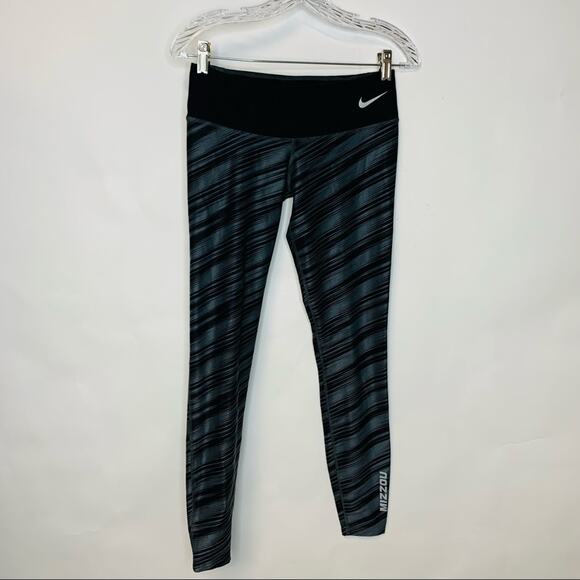 Nike Dri Fit Sz XS Black Grey Stripey Legging Black Waistband MIZZOU Univ of Mo - Picture 3 of 7